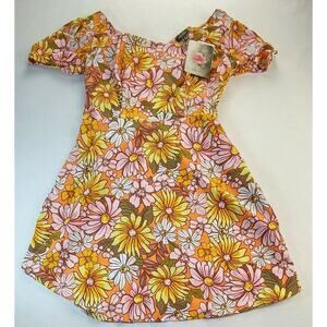 Lily Rose Keyhole Yellow Floral Back Keyhole Sundress Women’s Size Small NWT